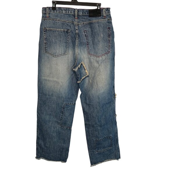 Sean John Jeans Baggy Patchwork Denim Y2K Size 32x32 Grunge Skater Hip Hop - Picture 2 of 12
